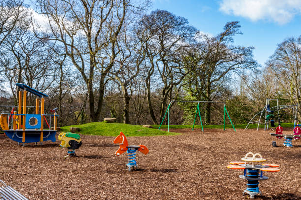 Jesmond Dene Public Park in Newcastle Upon Tyne Children's Play Park jesmond stock pictures, royalty-free photos & images