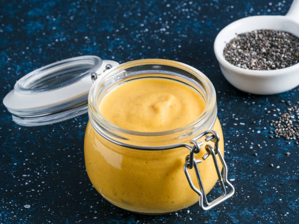 istock Vegan creamy cheddar cheese sauce with chia seeds 1136173894