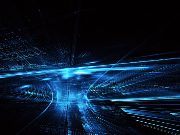istock Abstract 3D fractal background, 3D illustration. Virtual Neon City 1136174683