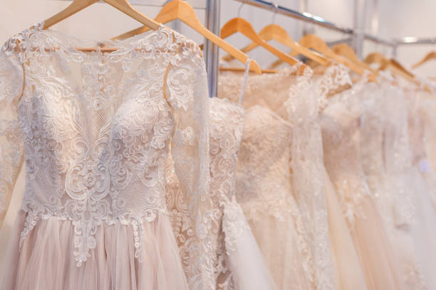 istock Beautiful lace wedding dresses. 1136175078