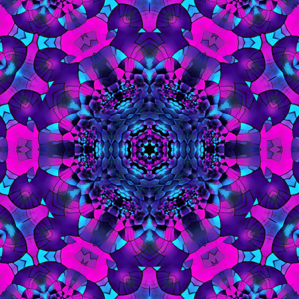abstract bakground, blue and pink colors, texture, pattern, kaleidoscope digital illustration abstract bakground, blue and pink colors, texture, pattern, kaleidoscope digital illustration kaleidoscope pattern photos stock pictures, royalty-free photos & images