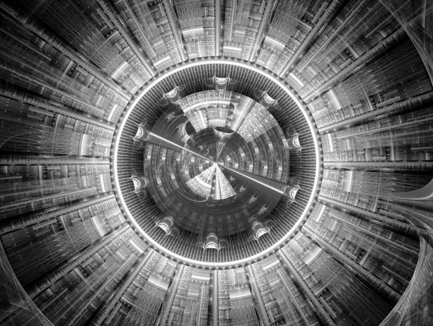 Abstract background made of radial geometric forms and abstract symbols