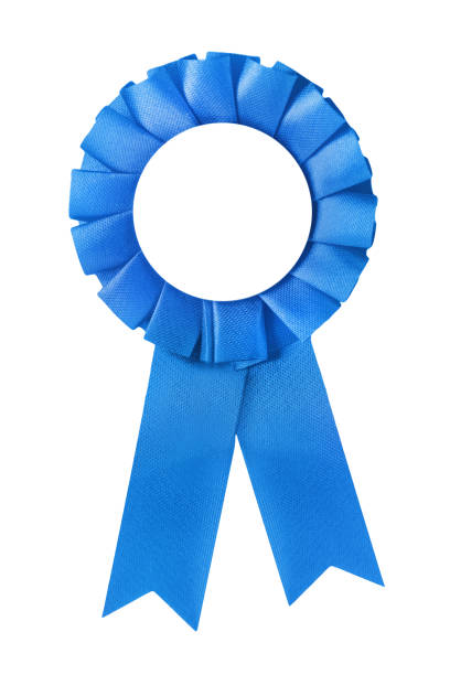istock Blue medal and ribbon isolated against white background 1136177967