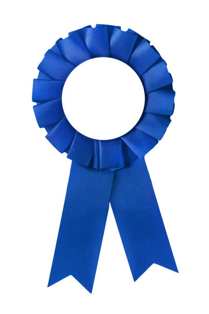 istock Blue medal and ribbon isolated against white background 1136178039