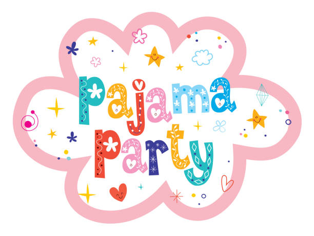 pajama party vector art illustration