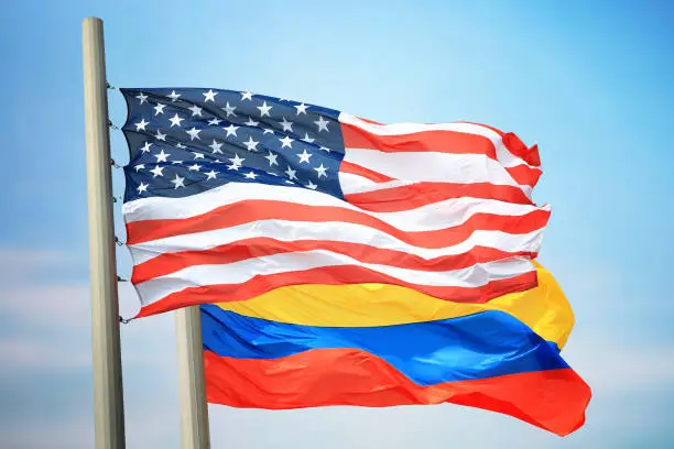 Photo of Flags of the USA and Colombia