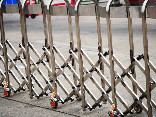 istock Luxury sliding metal fence for traffic 1136180739