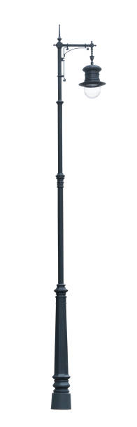 istock Lamppost with single bulb in vintage style, isolated on a white background (design element) 1136182579