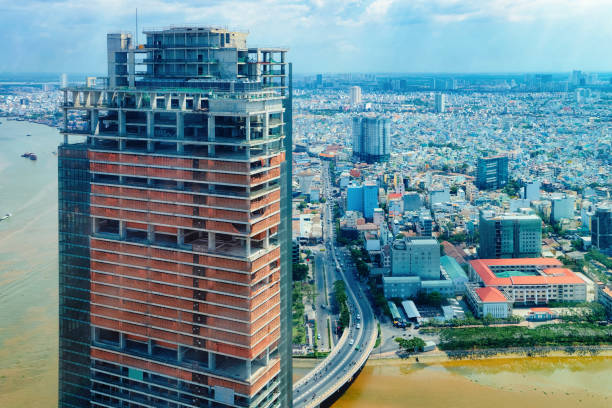 Panoramic view in Ho Chi Minh and Saigon river