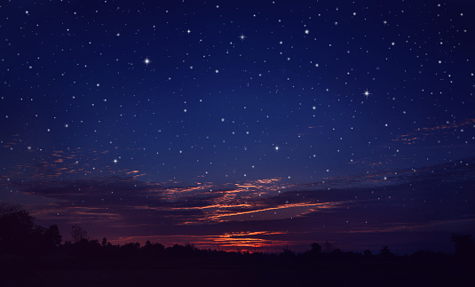 Fiery orange sunset sky. Beautiful sky background.