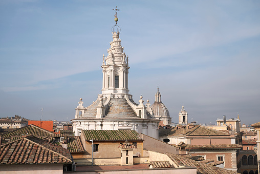 Rome, Italy - February 09, 2019 : view of Sant Ivo alla Sapienza church dome