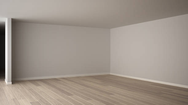 istock Empty room interior design, open space, parquet wooden floor, modern contemporary architecture 1136188285