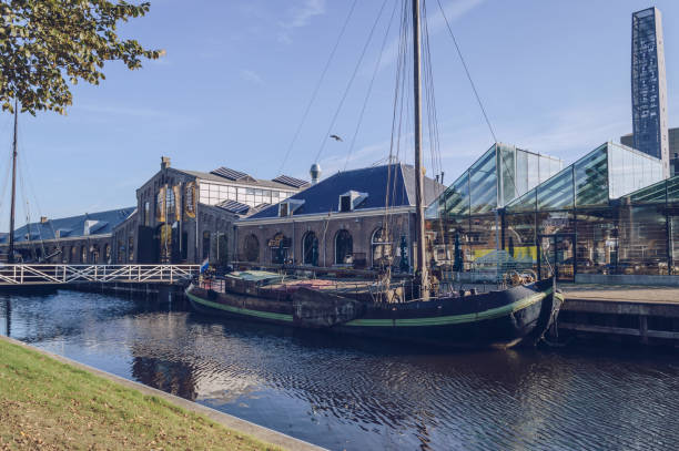 Den Helder, The Netherlands - October 13, 2018: antique ship in front of Stoom restaurant