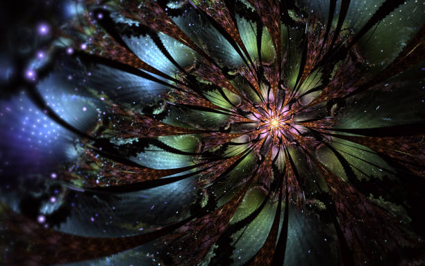 istock Abstract computer generated fractal flower design. Digital artwork for tablet background, desktop wallpaper or for creative cover design. 1136191258
