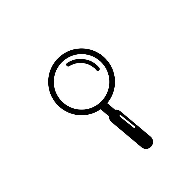 szukaj symbol ikony lupy. ilustracja wektorowa - magnifying glass illustrations stock illustrations