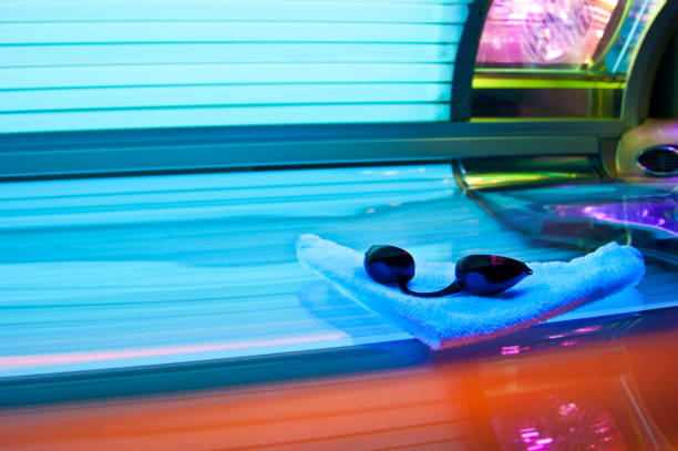 Solarium Sunbed close up Solarium Sunbed close up background tanning bed stock pictures, royalty-free photos & images