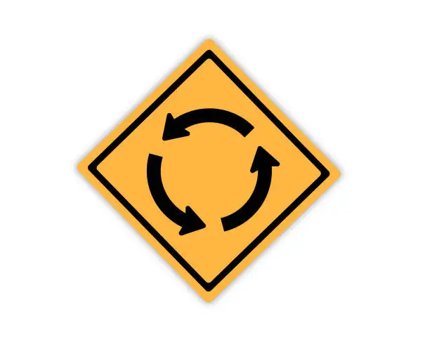 Vector illustration of Circular Intersection Warning, Traffic Circle Or Roundabout Sign Symbol Icon