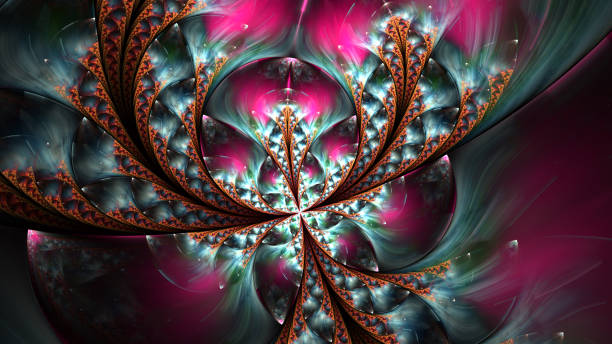 istock Beautiful fractal flower or butterfly with glowing elements. 1136198564