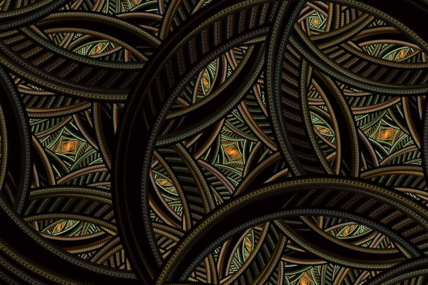 Intricate abstract fractal. Colorful floral pattern with circles and curves