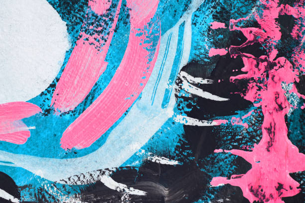 istock Abstract art background hand drawn acrylic painting. 1136200012