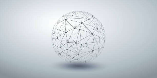 Network Connections - Globe Design Concept Abstract Cloud Computing and Network Connections Concept Design with Transparent Globe - Illustration in Editable Vector Format light grey color code stock illustrations