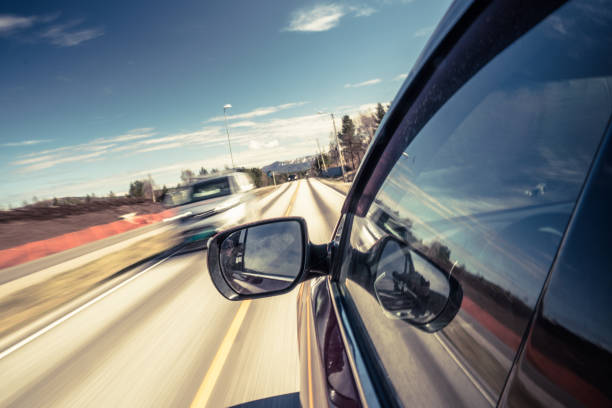 istock Road trip journey, travelling and driving by car. Moving on highway, motion effect. 1136205271