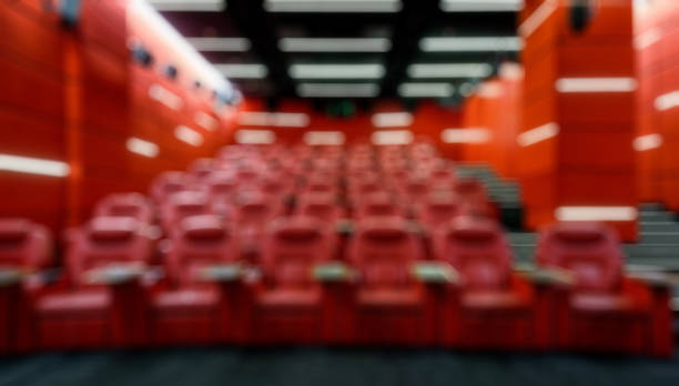 istock Panoramic view of an empty cinema hall as creative abstract blur background 1136207211