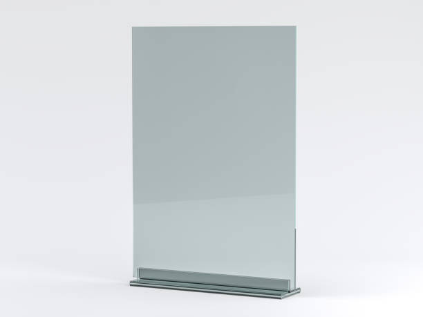 istock Glass stand for booklets on white background. Mockup. 3D 1136207805