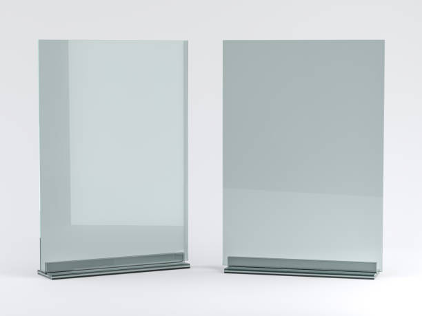 istock Glass stand for booklets on white background. Mockup. 3D 1136207809