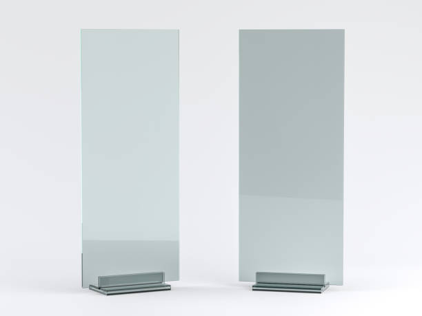 istock Glass stand for booklets on white background. Mockup. 3D 1136207811