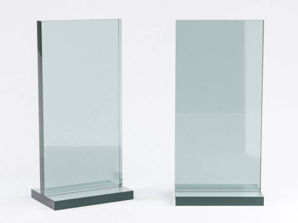 istock Glass stand for booklets on white background. Mockup. 3D 1136207840