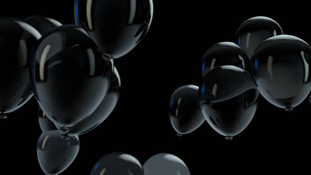 istock Black balloon floating in the air 1136210235