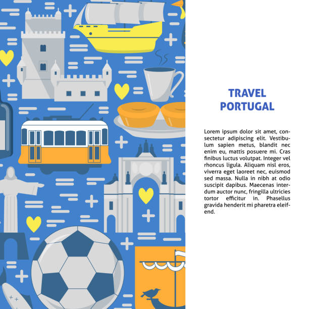 ilustrações de stock, clip art, desenhos animados e ícones de travel portugal concept banner template in flat style - pastel de nata ilustrações