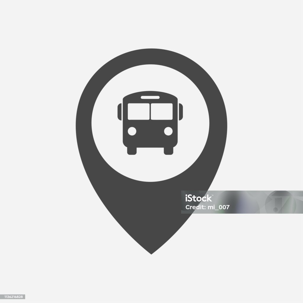 buss hållplats/Bus Station plats markör ikon - Royaltyfri Ikon vektorgrafik