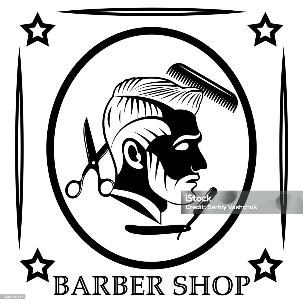 Thiết Kế Vector Của Logo Tiệm Hớt Tóc Phẳng Đơn Sắc Hình Ảnh Của ...
