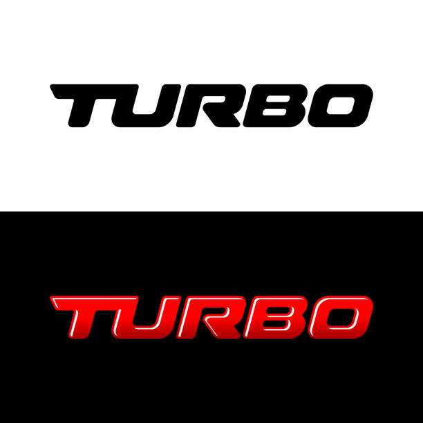 Turbo word logo. Sport car decal with text Turbo. Turbo word logo. Sport car decal with text Turbo. Black silhouette and shadowed versions. turbo stock illustrations