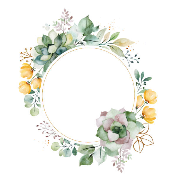 Premade Greeting Card With Foliagepalm Leavesbranchesflowerssucculents Stock Illustration - Download Image Now - iStock Premade Greeting Card With Foliagepalm Leavesbranchesflowerssucculents Stock Illustration - Download Image Now - iStock