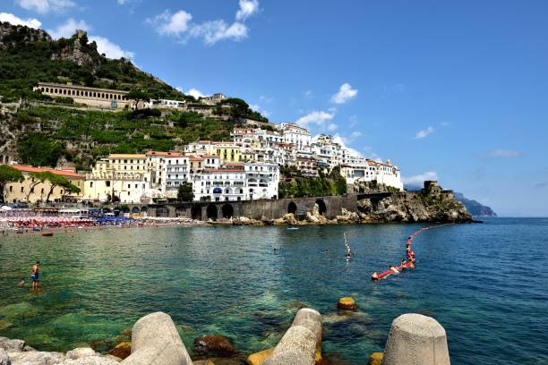 istock Swimming in the harbour of Amalfi 1136229093