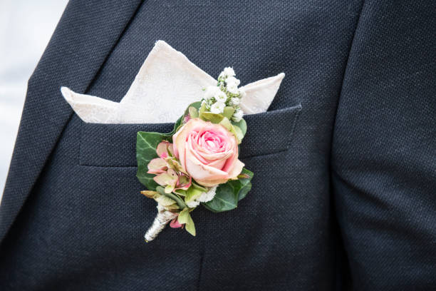 istock Flower decoration at a groom's suit 1136229115