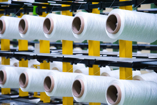 istock Industrial fabric production line 1136236060
