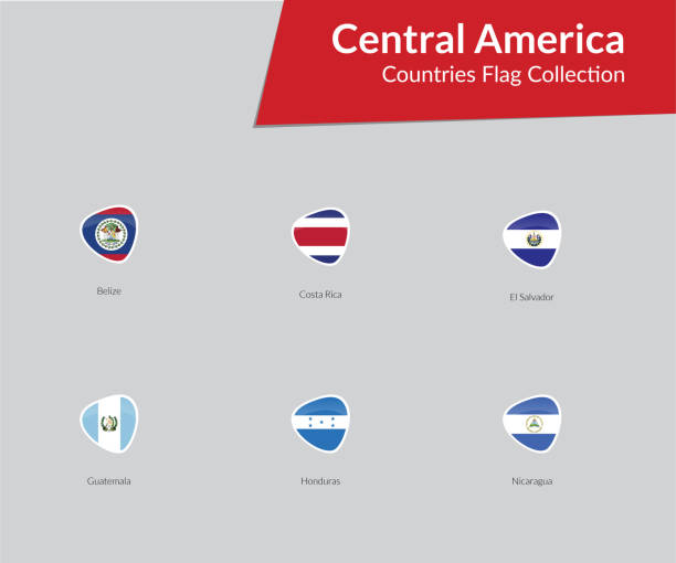 Central American Countries Flags icon collection Central Amercan Countries Flags icon collection hondurian flag stock illustrations