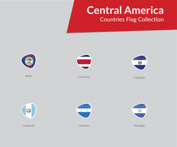 Central American Countries Flags icon collection Central Amercan Countries Flags icon collection el salvador landmarks stock illustrations