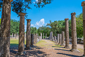 Gymnasion or Palaestra in the archaeological site of Olympia in Greece