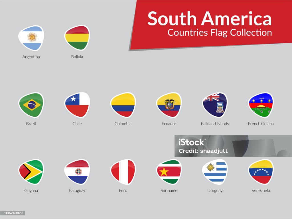 Südamerikanische Länder Flags Icon Sammlung - Lizenzfrei Flagge Vektorgrafik
