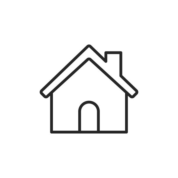 home building line icon. bearbeitbare stroke. pixel perfect. für mobile und web. - haus stock-grafiken, -clipart, -cartoons und -symbole