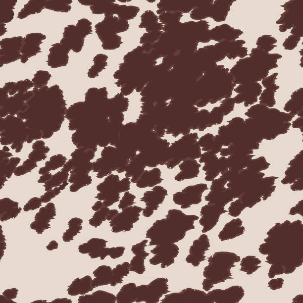 大きな茶色の斑点を持つシームレスな牛/馬の印刷パターンのデザイン。光ベージュの背景に茶色の斑点とベクトル動物テクスチャパターン。 - cow hide fur backgrounds点のイラスト素材／クリップアート素材／マンガ素材／アイコン素材