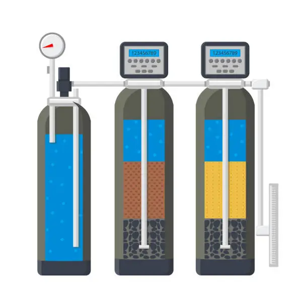 Vector illustration of Water Filtration System Flat Vector Illustration