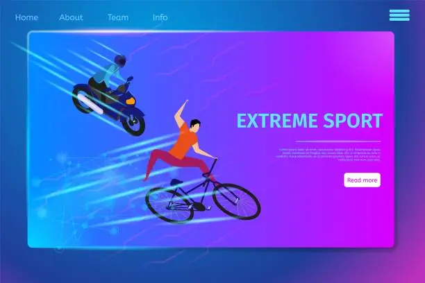 Vector illustration of Extreme Sport Activity Banner, Biker and Motobiker