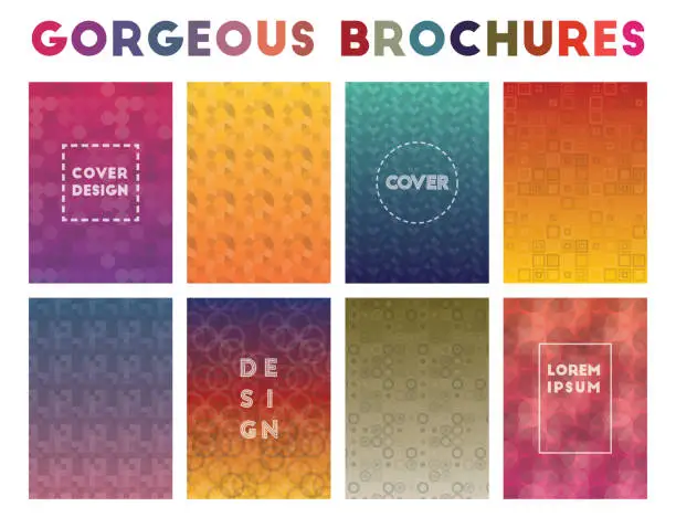 Vector illustration of Gorgeous Brochures. Alive geometric patterns.