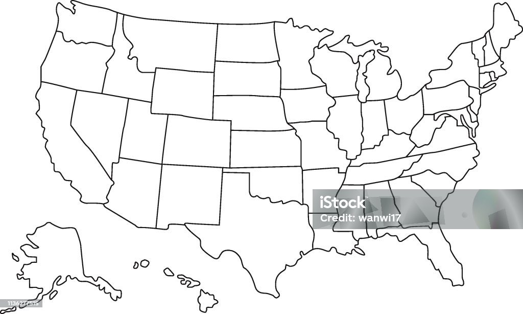 Mapa dos EUA - Vetor de EUA royalty-free